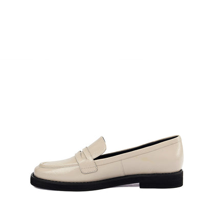 White Leather Penny Loafers