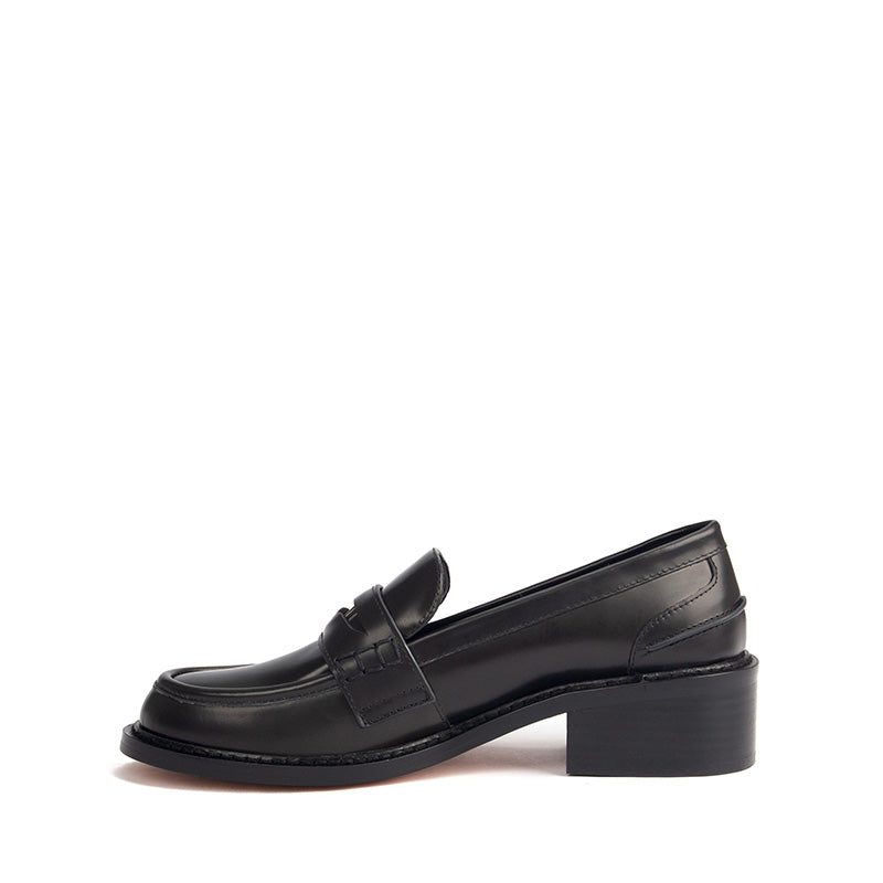 Black Leather Penny Loafers