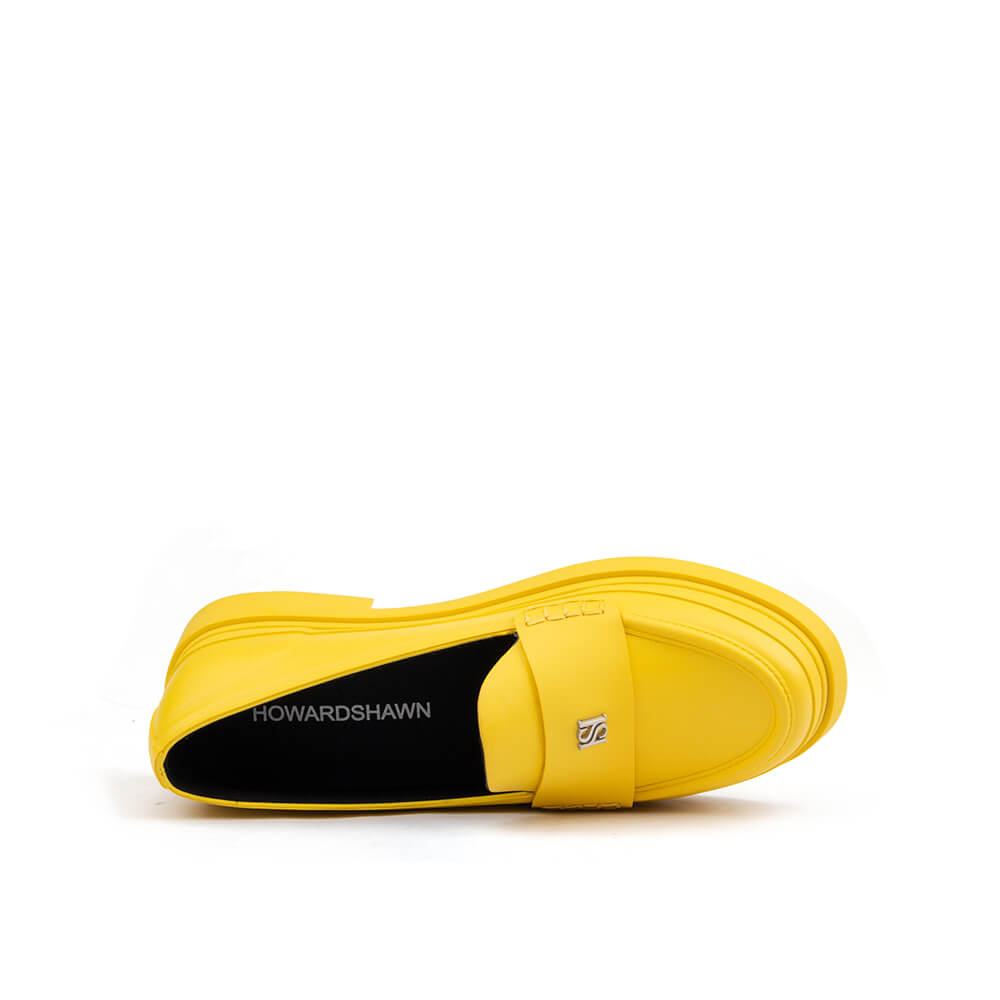 Solar yellow leather chunky platform loafers Howard Shawn women