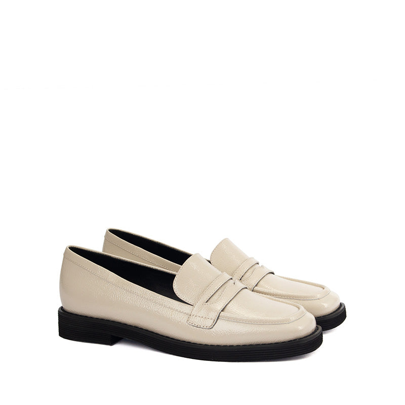 White Leather Penny Loafers