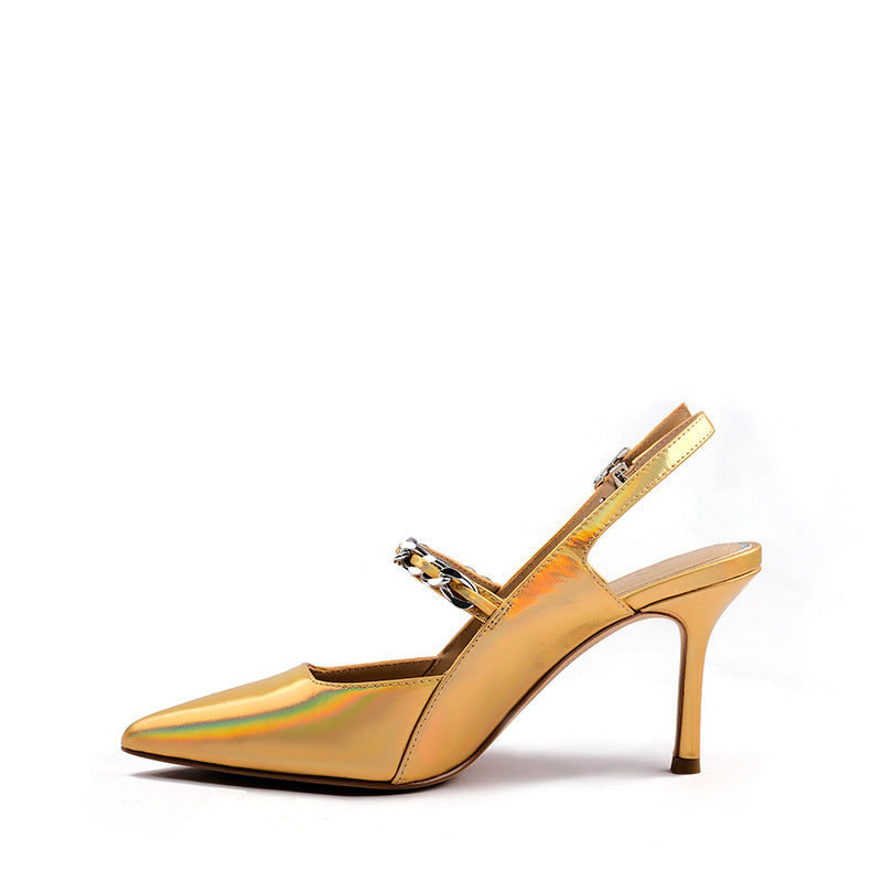 金色露跟高跟鞋：每一步都優雅迷人