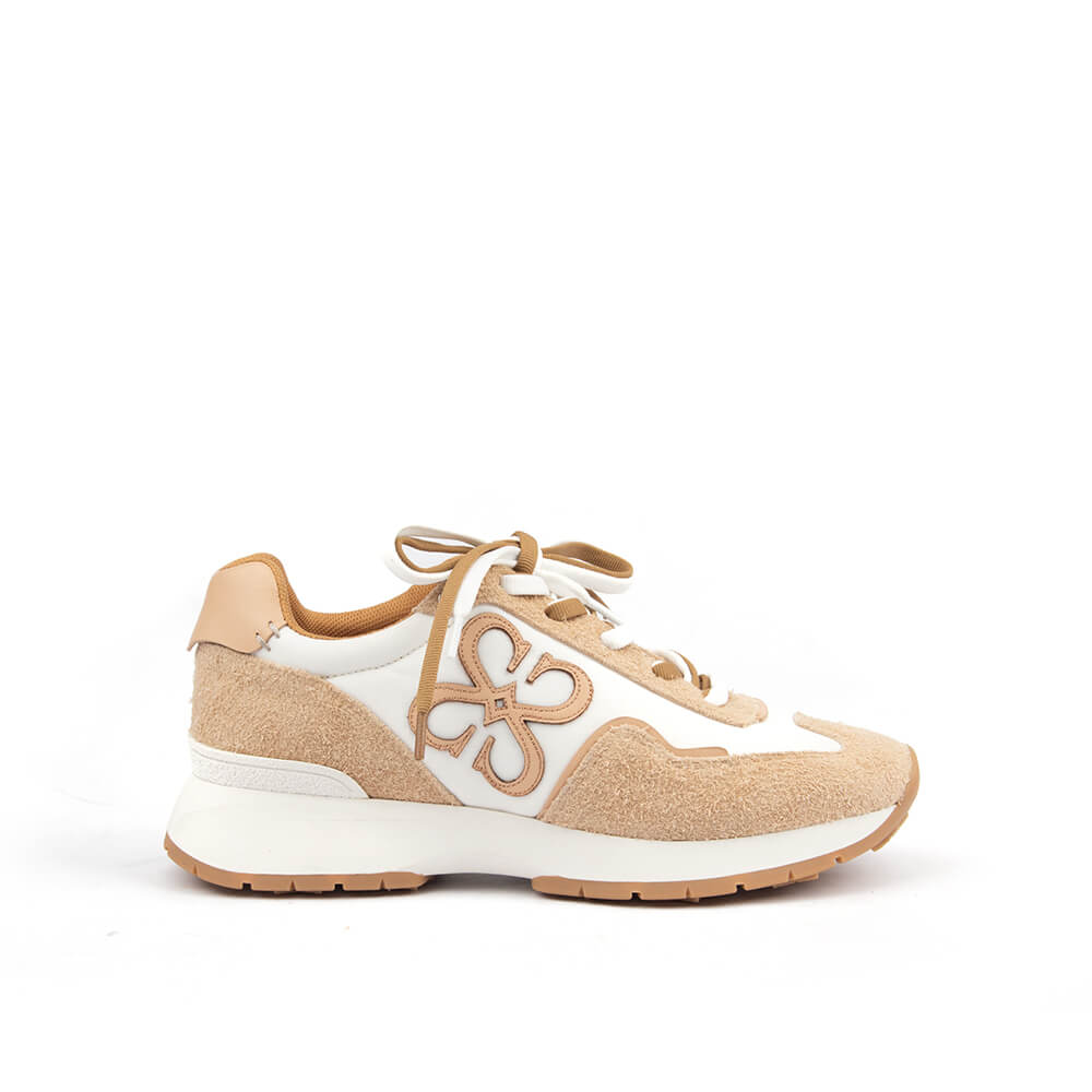 Howard Shawn sand ivory runner sneakers women beige suede nylon