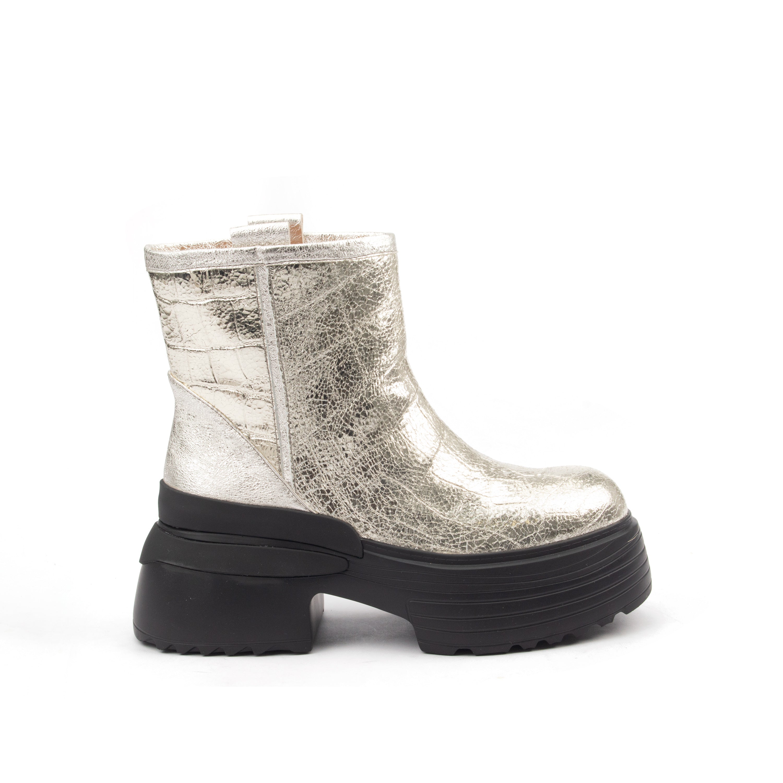Luminous – Metallic Croc-Embossed Platform Boots