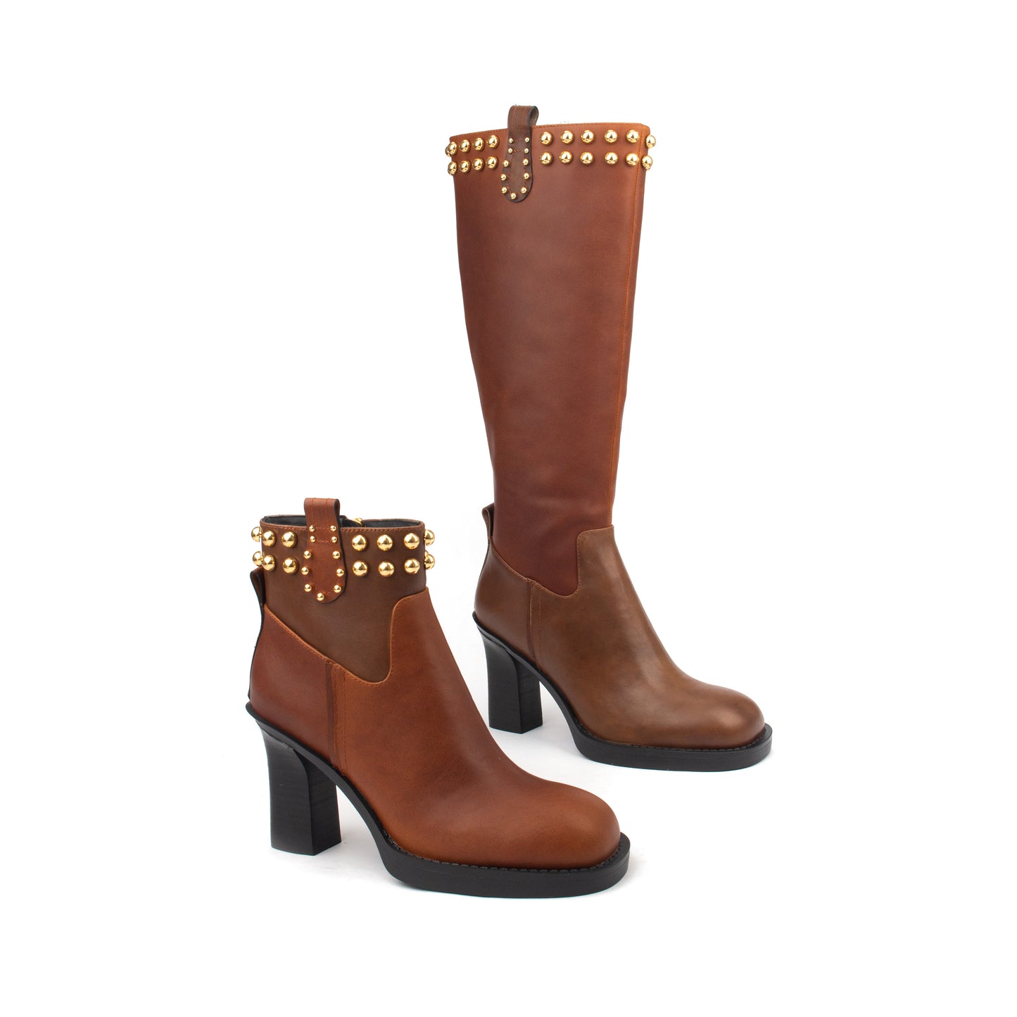 Stud Milan Tall – Knee-High Leather Boots with Studded Detailing