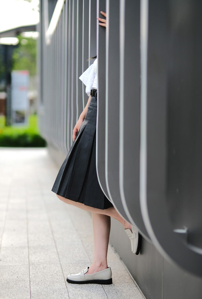 白色皮革便士樂福鞋