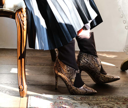 Elegant and Easy: Slip-On Snake Print Leather Boots