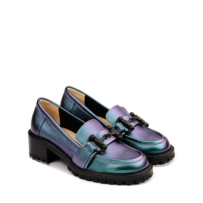 Step into Style with our Metallic Green Loafers