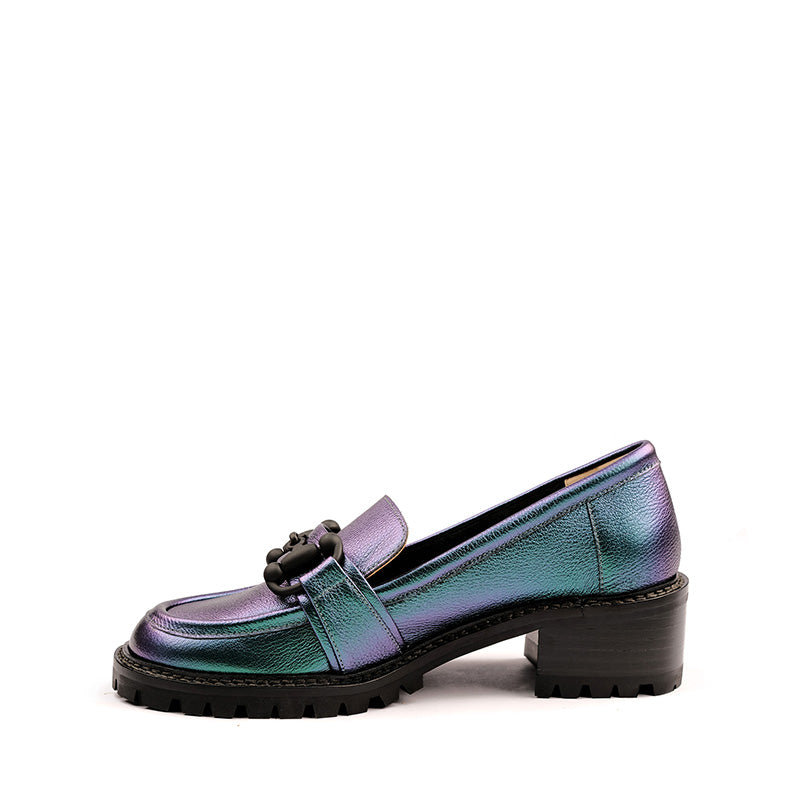 Step into Style with our Metallic Green Loafers