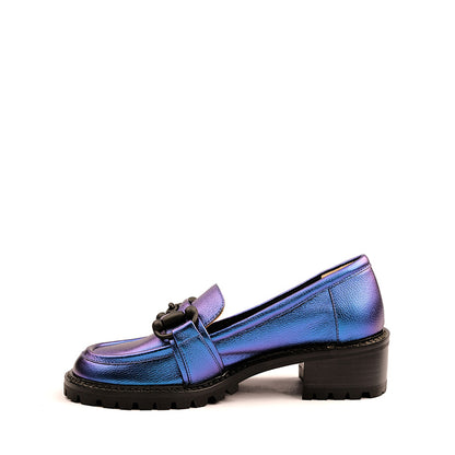 Step into Elegance with our Metallic Blue Loafer