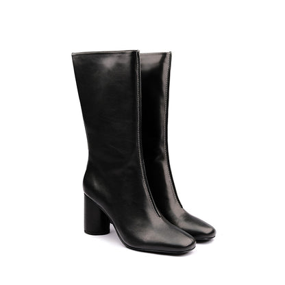 SATURN BLACK MID-CALF ZIP BOOTS