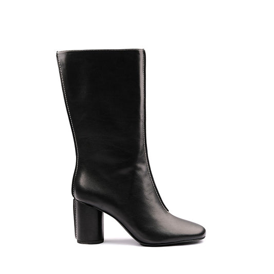 SATURN BLACK MID-CALF ZIP BOOTS