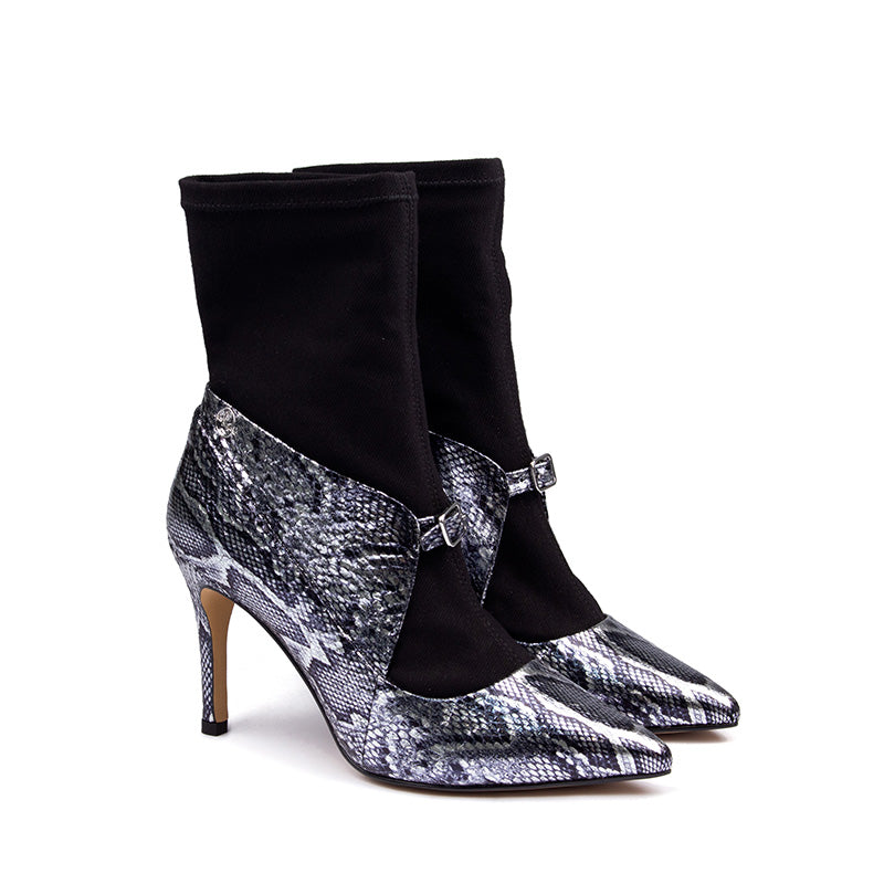 Chic and Easy: Slip-On Snake Print Leather Boots