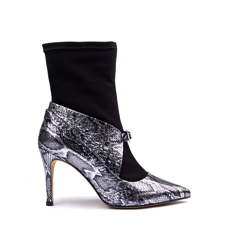 Chic and Easy: Slip-On Snake Print Leather Boots