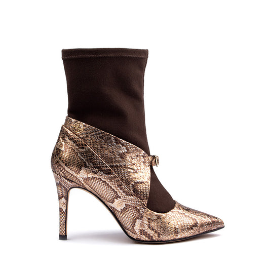 Elegant and Easy: Slip-On Snake Print Leather Boots