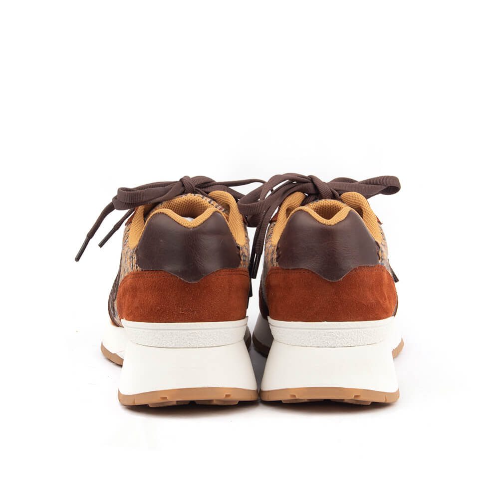 Howard Shawn tweed runner sneakers rust burnt orange suede gum sole