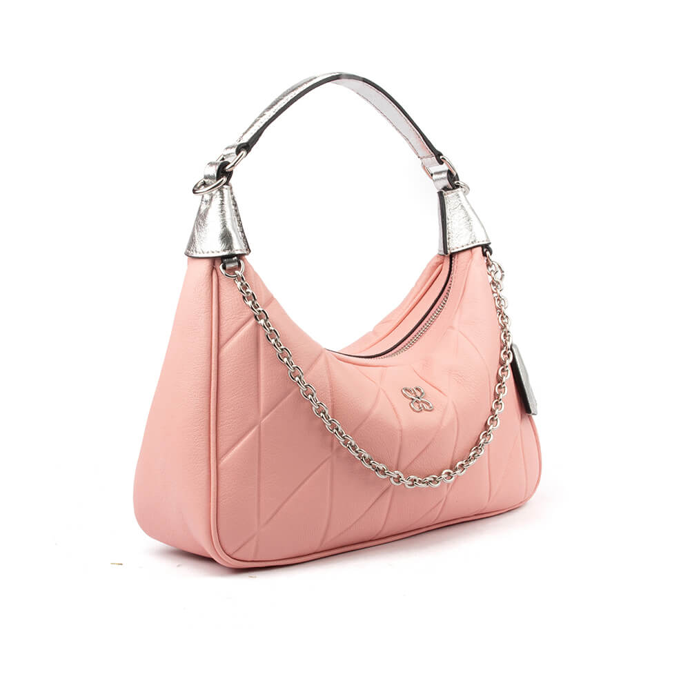 Sophisticated quilted crescent bag with gold chain for evening or casual wear