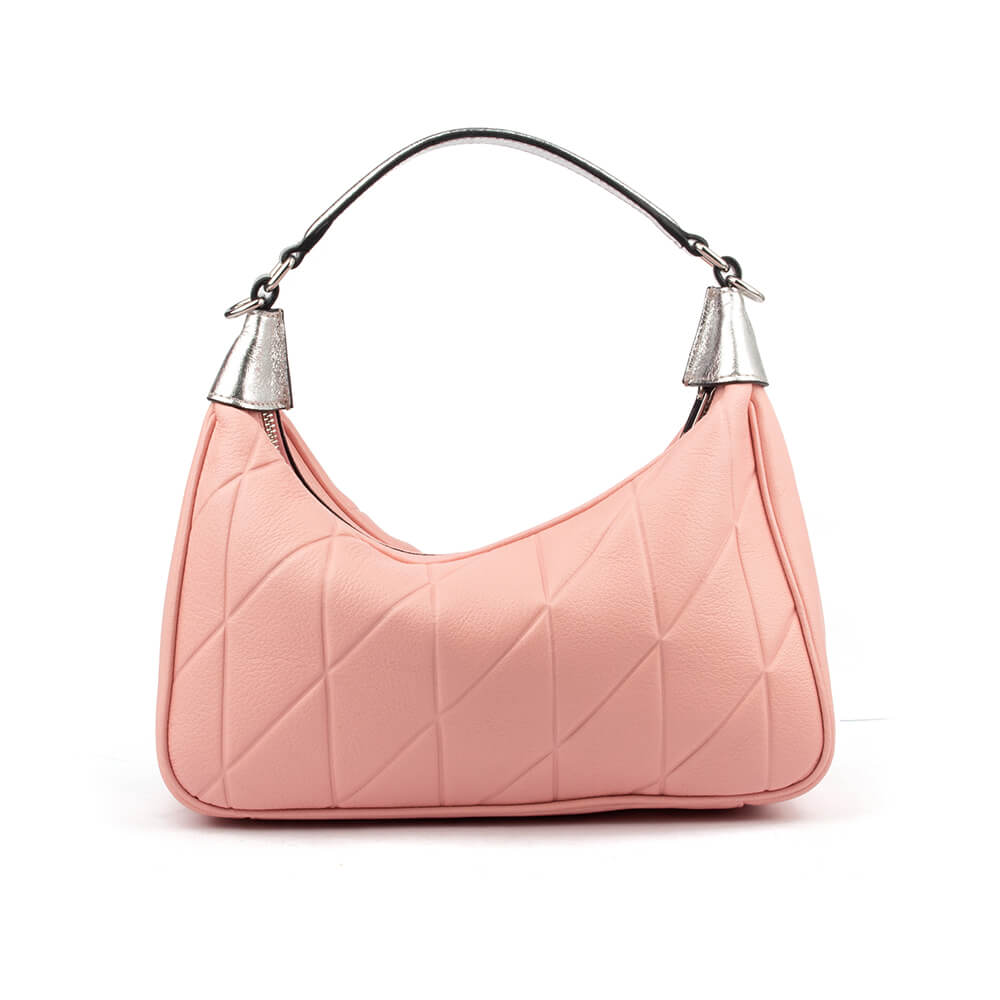 Trendy quilted hobo bag with chain strap in rich pink
