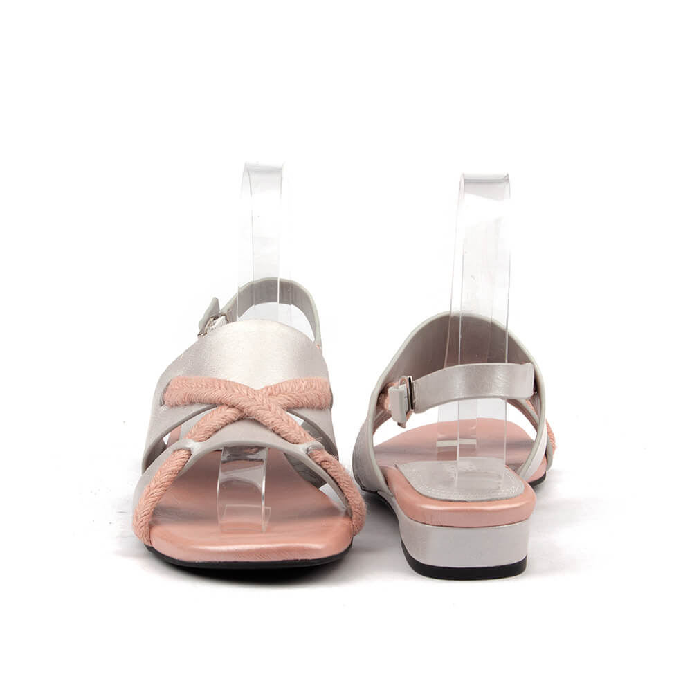 Milk and rose flat sandals white leather pink insole slingback