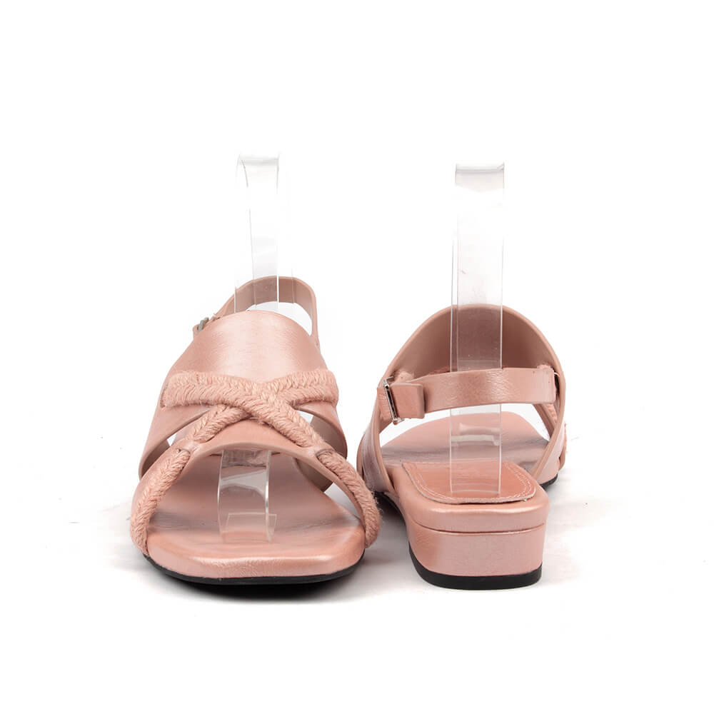 Petal shimmer leather flat sandals slingback silver buckle blush