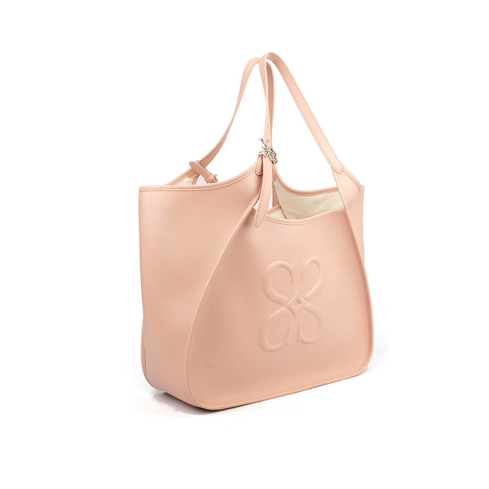 Elegant pink leather tote bag for work or everyday use