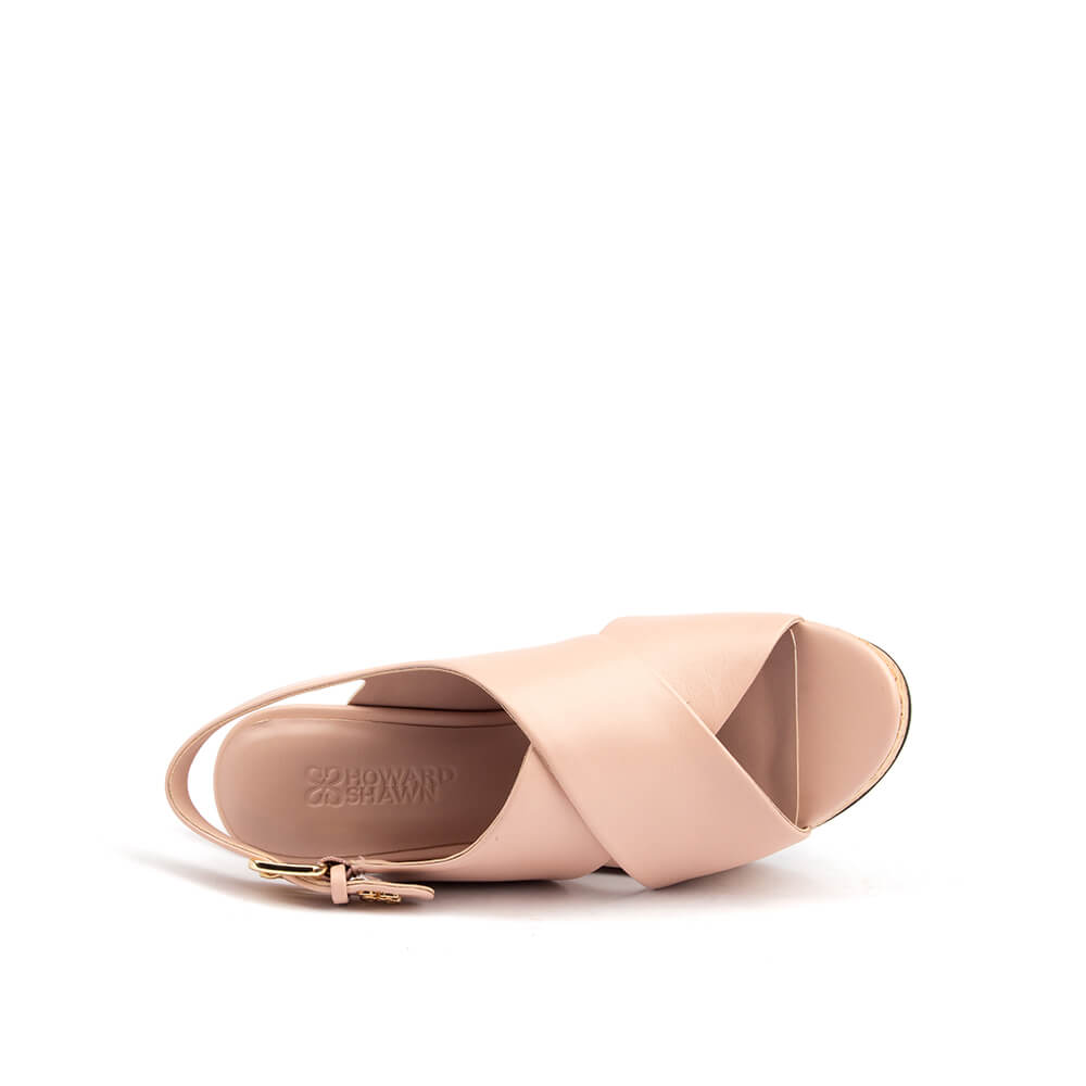 Women's summer wedge sandals nude dune blush leather cork platform