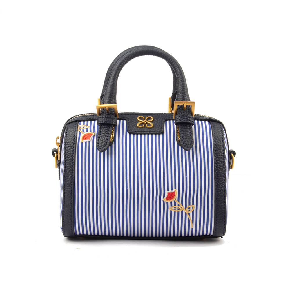 Mini Leather Doctor Bag with Dual Handles, Zip Closure & Charm Detail — Structured Mini Crossbody