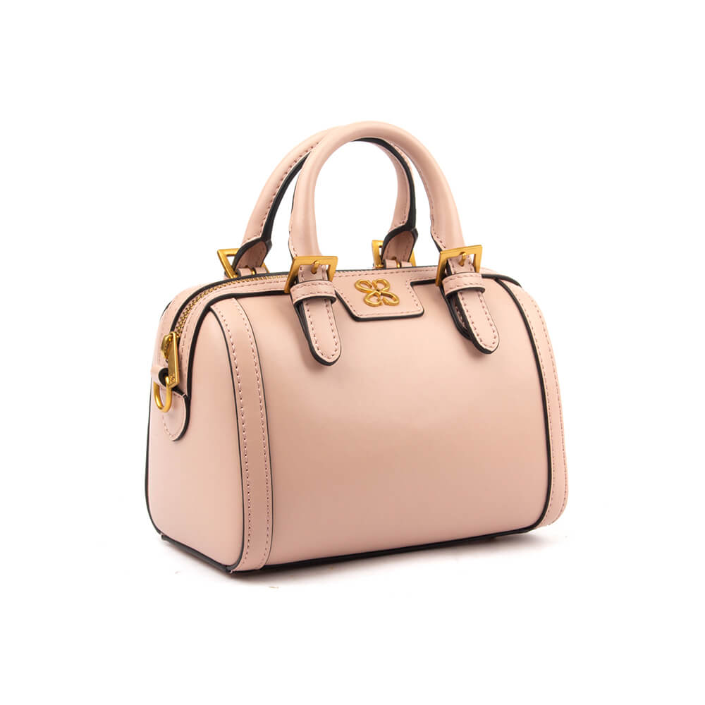 Elegant blush pink mini handbag with gold hardware for everyday or gift