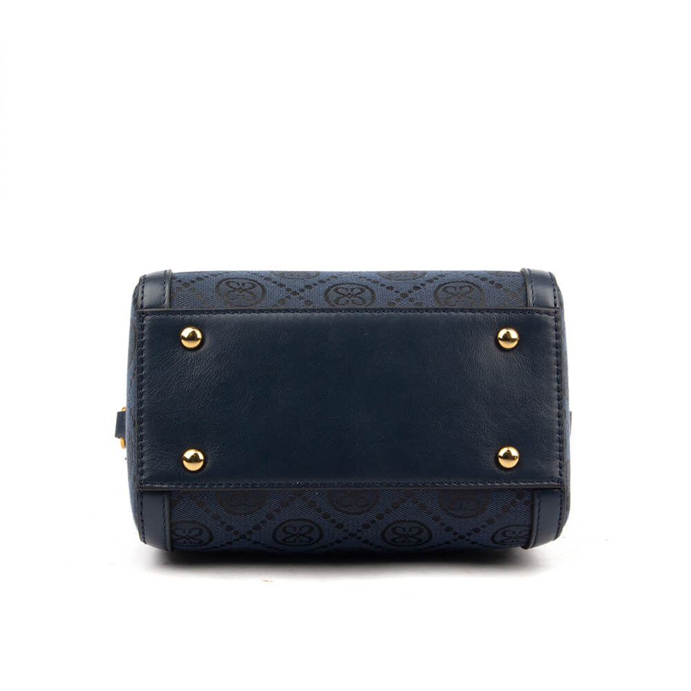 Classic navy monogram mini handbag with gold hardware for everyday style