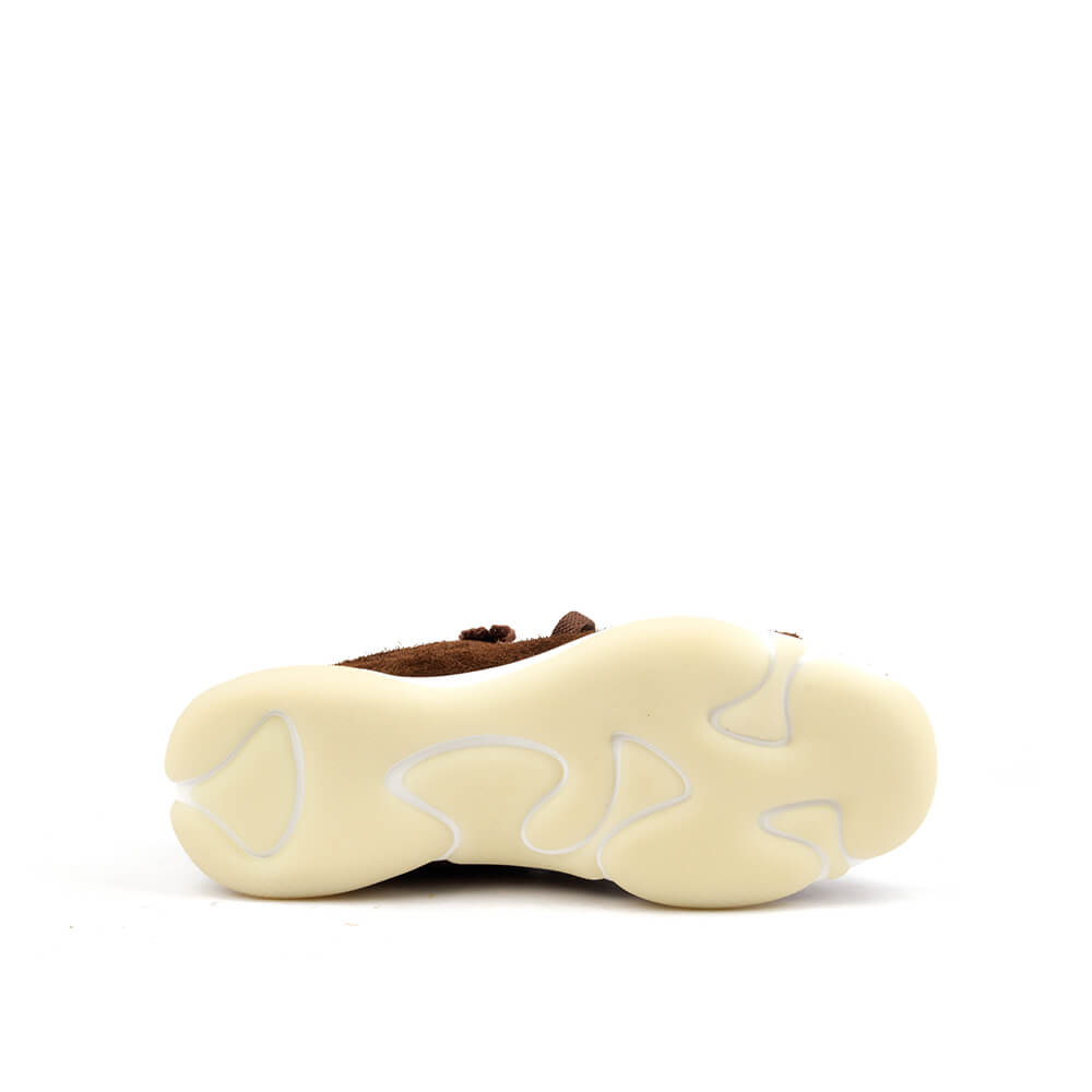 Whimsical floral embellished suede trainers women chocolate brown