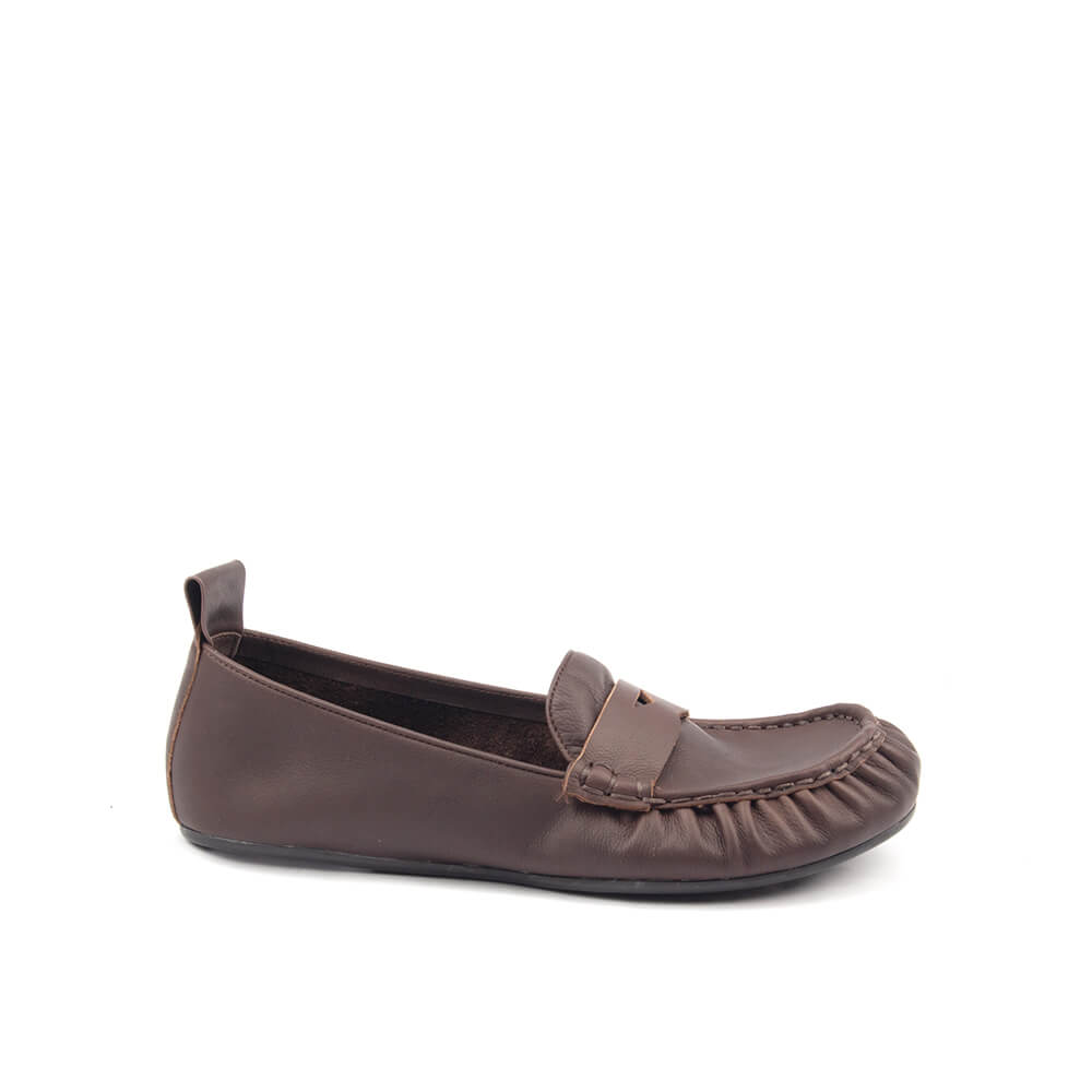 Chocolate brown slip-on loafers for women