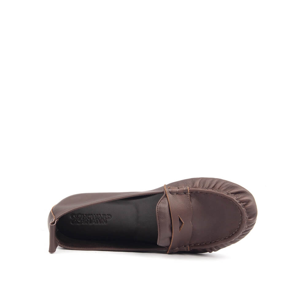 Casual brown leather loafer women's footwear