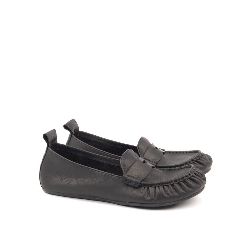 Midnight black slip-on loafers for women
