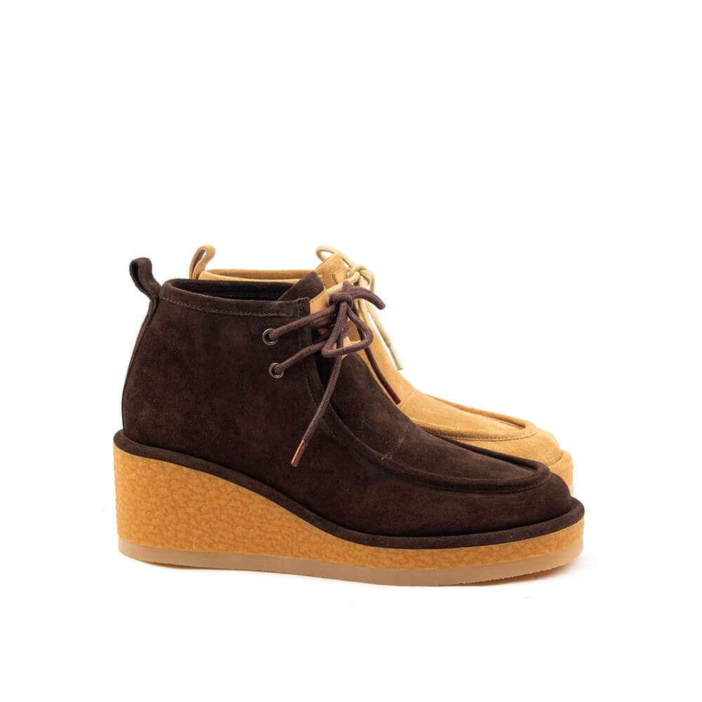 Crepe sole wedge ankle boots women dark brown
