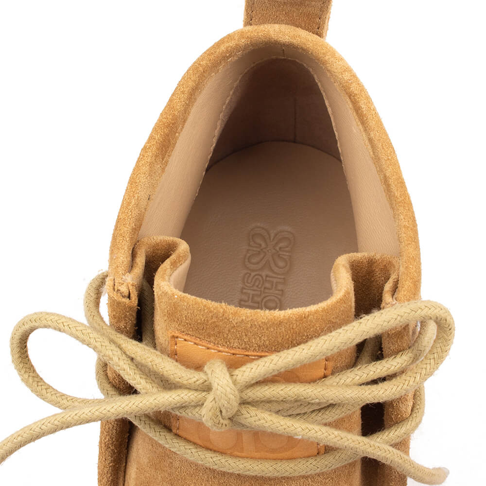 Crepe sole wedge ankle boots women sand color