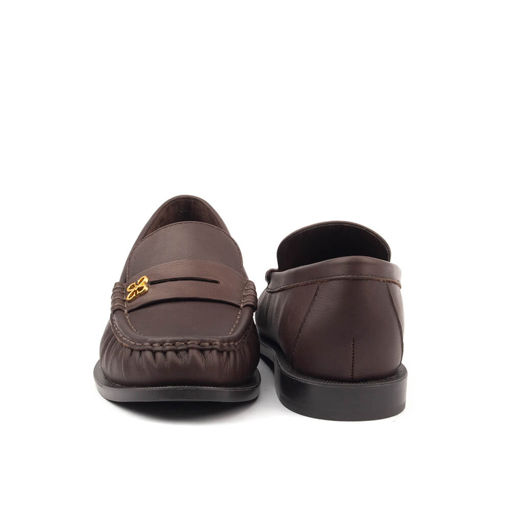 Women's classic penny loafers in dark chocolate smooth leather