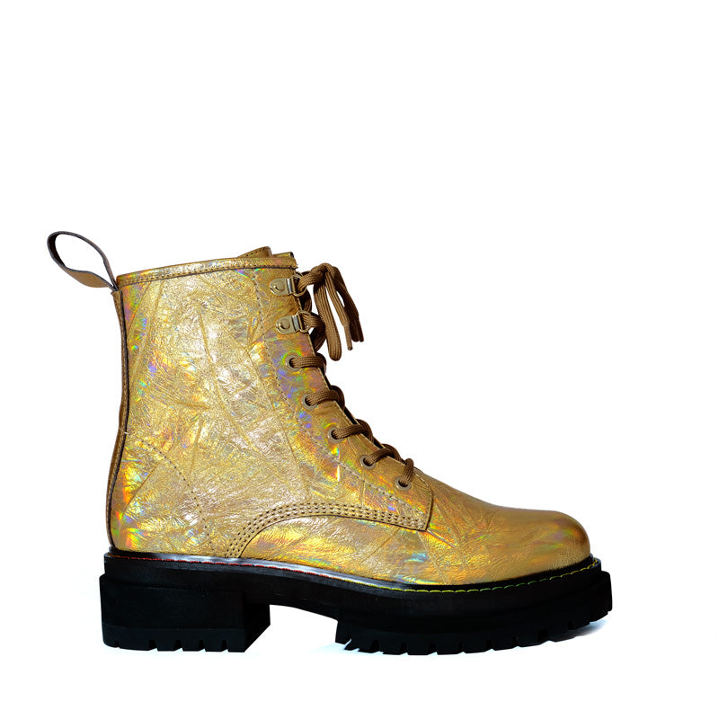 Step into Elegance with our Mettallic Gold Martens