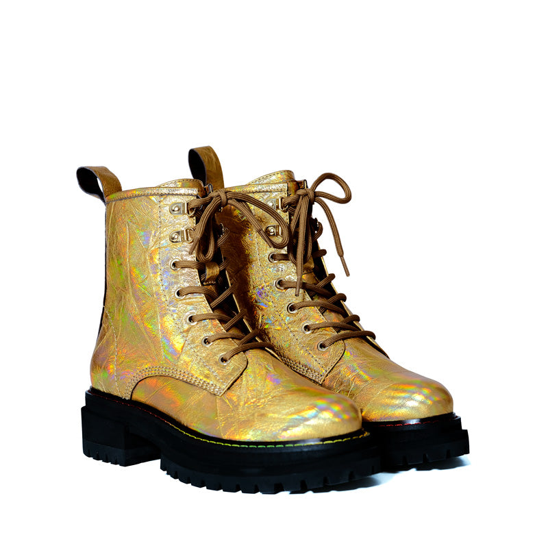 Step into Elegance with our Mettallic Gold Martens